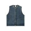 Crew Neck Button-Front Denim Vest
