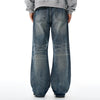 Distressed Hem Light Wash Wide Leg High Rise Jeans