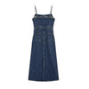 Women's Fitted Slip Denim Midi Dress