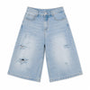 Distressed Light Wash Denim Shorts