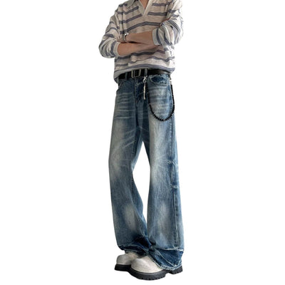 Vintage Stone Wash Relaxed Straight Leg Denim Jeans