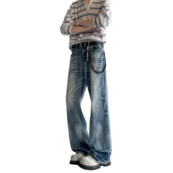 Vintage Stone Wash Relaxed Straight Leg Denim Jeans