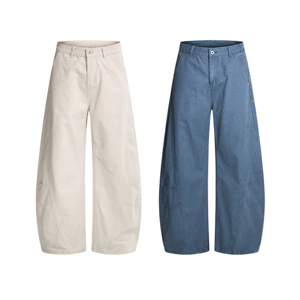 Vintage Washed High-Waist Relaxed Wide-Leg Trousers