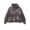 Oversized Spray-Bleach Distressed Fleece Hoodie