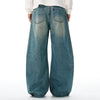 Vintage Washed Wide Leg Pleated Relaxed Jeans