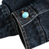 Original Sapphire Turquoise Button Retro Street Loose Washed Distressed Denim Jacket