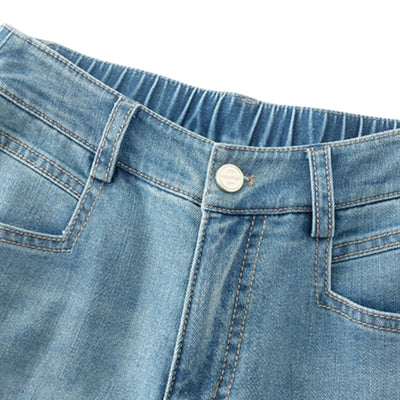 Risen Jeans Straight-Leg Washed Ankle Jeans