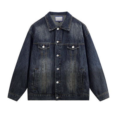 Stand-collar Washed Vintage Loose Denim Jacket