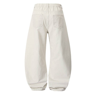 Deconstructed Washed Solid Pleated Panel Multi-Pocket Cargo Pants