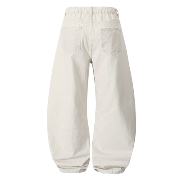 Deconstructed Washed Solid Pleated Panel Multi-Pocket Cargo Pants