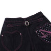 Washed Contrast Star Heart Embroidered Button Wide-Leg Bermuda Shorts