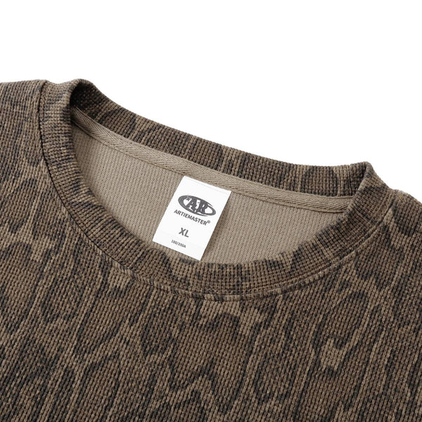 Vintage Snake Texture Waffle Long-Sleeve T-Shirt