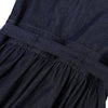 Embroidery Sleeveless Belted Denim Midi Dress