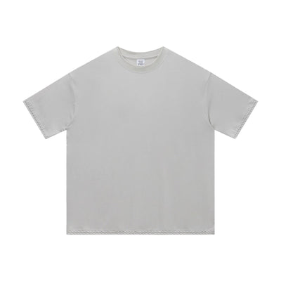Vintage Wash Relaxed Linen-Cotton Blend Short Sleeve T-Shirt