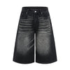 Washed Indigo Relaxed Fit Utility Denim Shorts