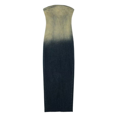 Ombre Denim Strapless Midi Dress