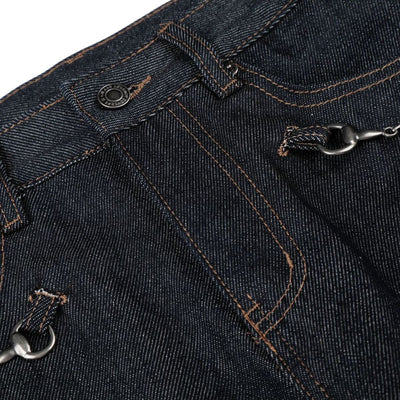 Raw Denim Wide Leg Metal Hardware Jeans