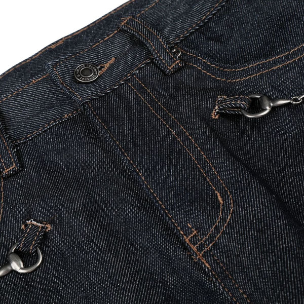 Raw Denim Wide Leg Metal Hardware Jeans