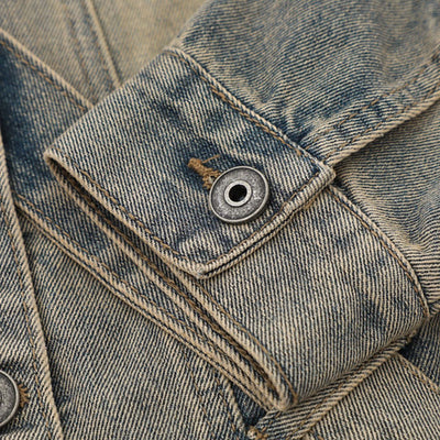 Niche Vintage Loose Tie Front Washed Denim Jacket