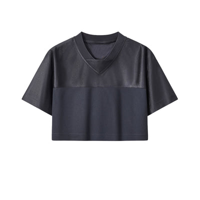 Cyber-Grunge Distressed Cutout Y2K Cropped Top
