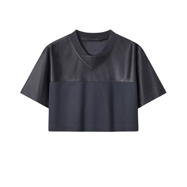 Cyber-Grunge Distressed Cutout Y2K Cropped Top