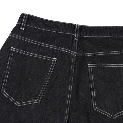 Plaid Cuff Baggy Jeans
