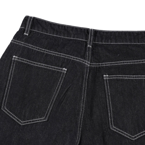 Plaid Cuff Baggy Jeans