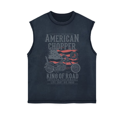 American Chopper Graphic Sleeveless Faded Tee-INNBLAC