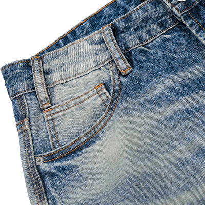 Men's Punk Washed Loose Straight Denim Pants Vintage Casual