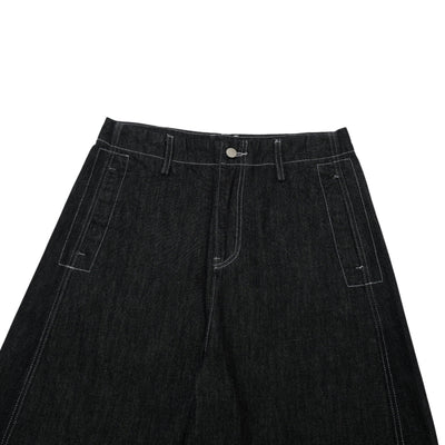 High-Waist A-Line Denim Cropped Shorts