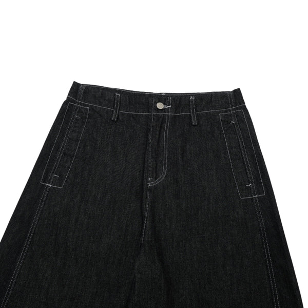 High-Waist A-Line Denim Cropped Shorts