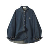 Long-Sleeve Button-Front Denim Shirt