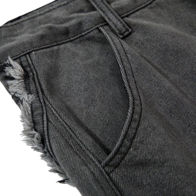 Men's Washed Distressed Denim Pants Wide Leg Patchwork Raw Edge Unique