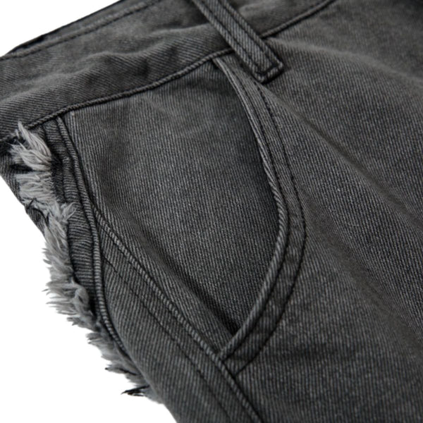 Men's Washed Distressed Denim Pants Wide Leg Patchwork Raw Edge Unique