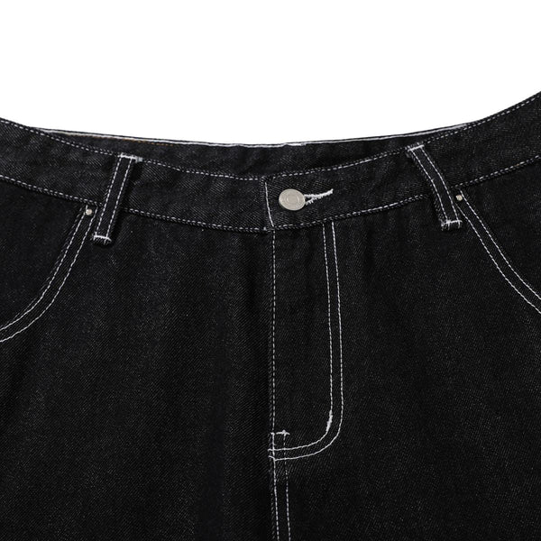 Raw Denim Deconstructed Wide Leg Denim Shorts
