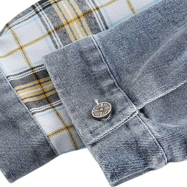 Vintage Distressed Patchwork Denim Jacket