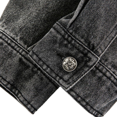 Stitched Diamond Design Relaxed Water-washed Denim Work Jacket