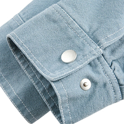 Men's Vintage Washed Splatter Ombre Denim Utility Jacket