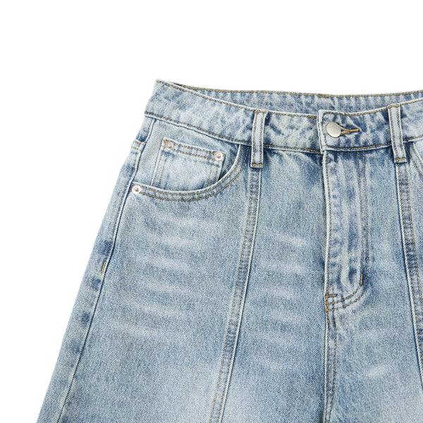 Draped Wide-Leg Relaxed Baggy Jeans