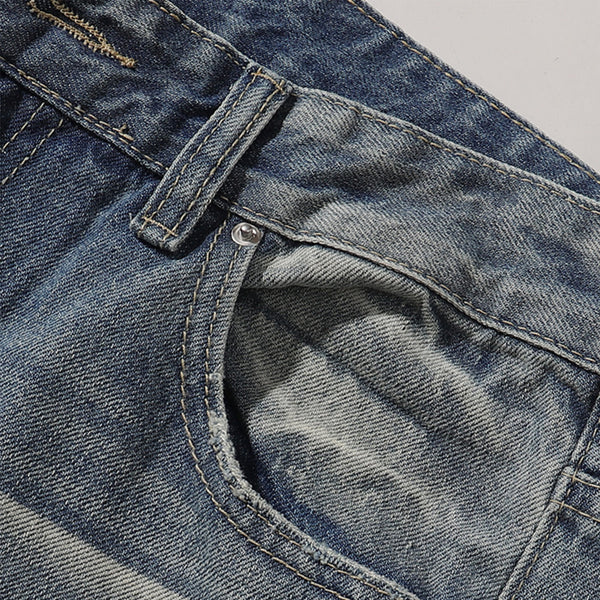 Faded Wash Vintage Relaxed Wide Leg Denim Jeans
