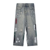 Paint Splatter Distressed Wide Leg Denim