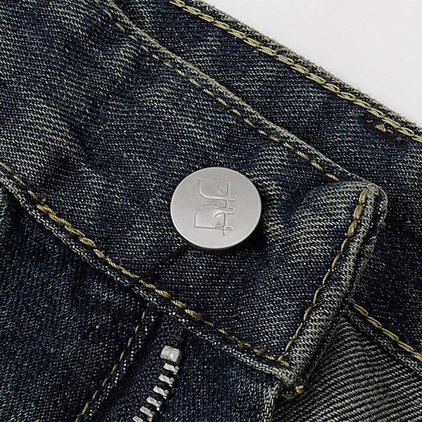 Straight Leg Distressed Denim Jeans