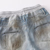 Vintage Wash Double-Waistband Ripped Jeans