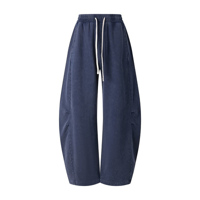 Vintage Washed Curved Panel Wide Drawstring Pants