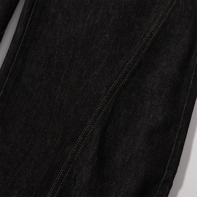 Contrast Stitching Detail Wide Leg Denim Pants