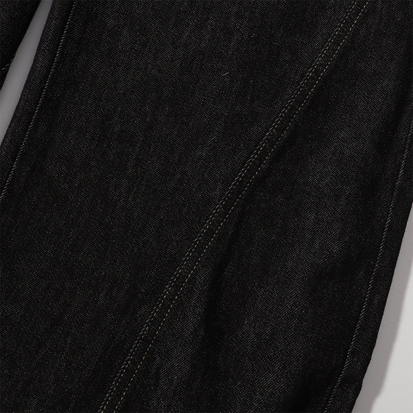 Contrast Stitching Detail Wide Leg Denim Pants