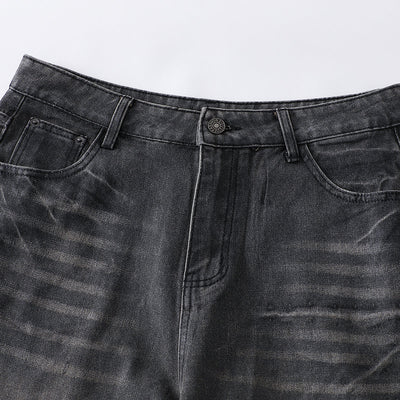 Vintage Whisker Wash Wide-Leg Jeans