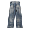 Faded Wash Vintage Relaxed Wide Leg Denim Jeans
