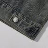 Bold Stitching Distressed Denim Jacket