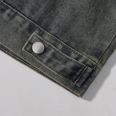 Bold Stitching Distressed Denim Jacket